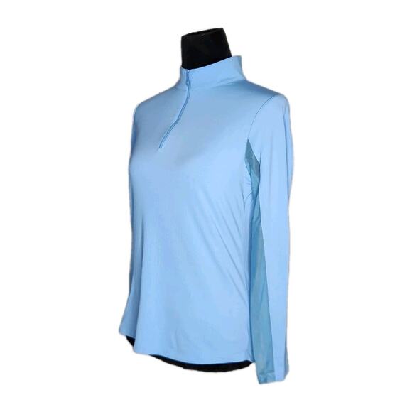 Ibkul Blue Long Sleeve Mock Neck Top Women's Size Small Golf Pickleball Read! - Picture 2 of 7
